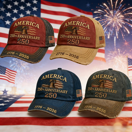 Baseball Cap - Patriotic 4 Pack USA 250th Embroidered American Flag Hat Unisex Adjustable - main product view