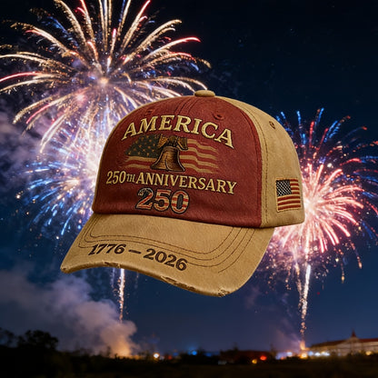 Baseball Cap - Patriotic 4 Pack USA 250th Embroidered American Flag Hat Unisex Adjustable - product detail view 2