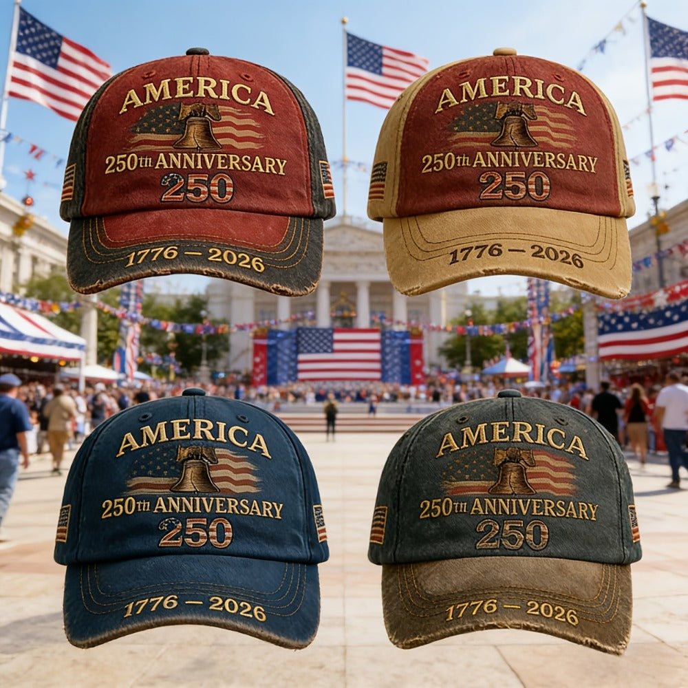 Baseball Cap - Patriotic 4 Pack USA 250th Embroidered American Flag Hat Unisex Adjustable - product detail view 3