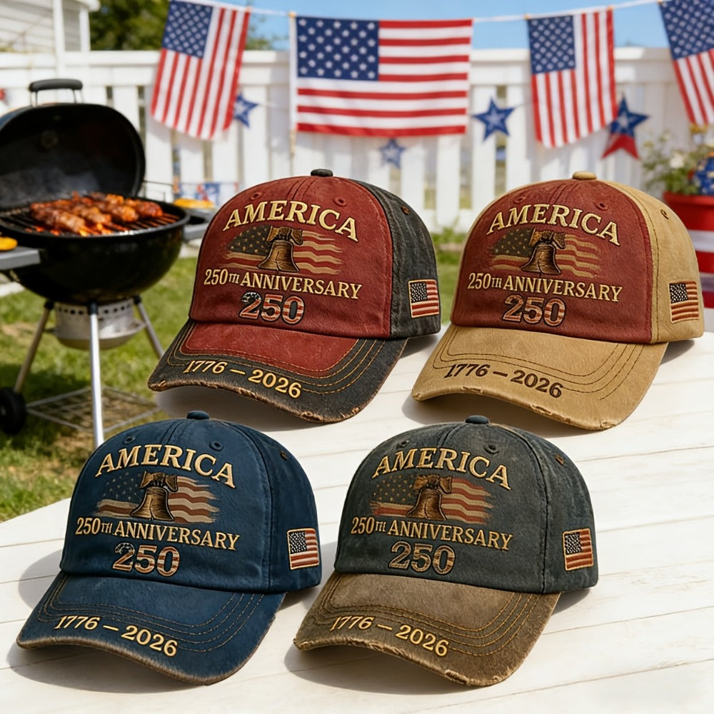 Baseball Cap - Patriotic 4 Pack USA 250th Embroidered American Flag Hat Unisex Adjustable - product detail view 4