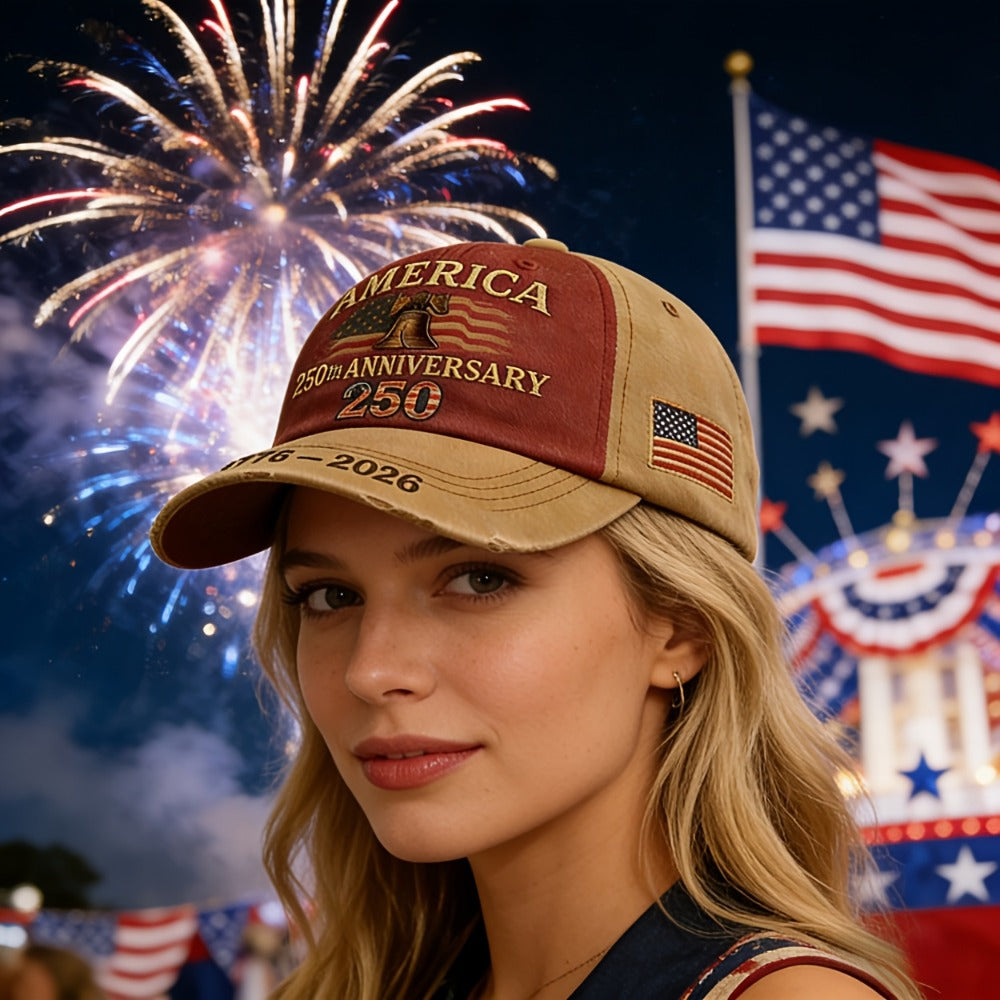 Baseball Cap - Patriotic 4 Pack USA 250th Embroidered American Flag Hat Unisex Adjustable - product detail view 5