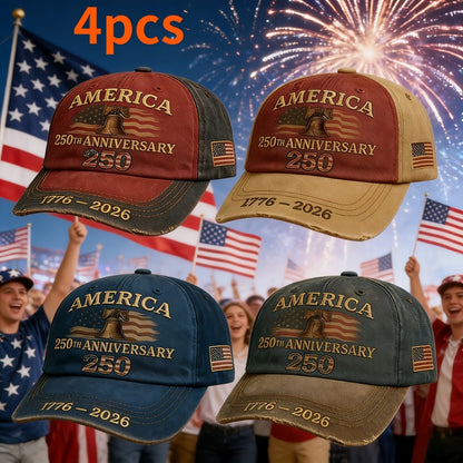 Baseball Cap - Patriotic 4 Pack USA 250th Embroidered American Flag Hat Unisex Adjustable - product detail view 8
