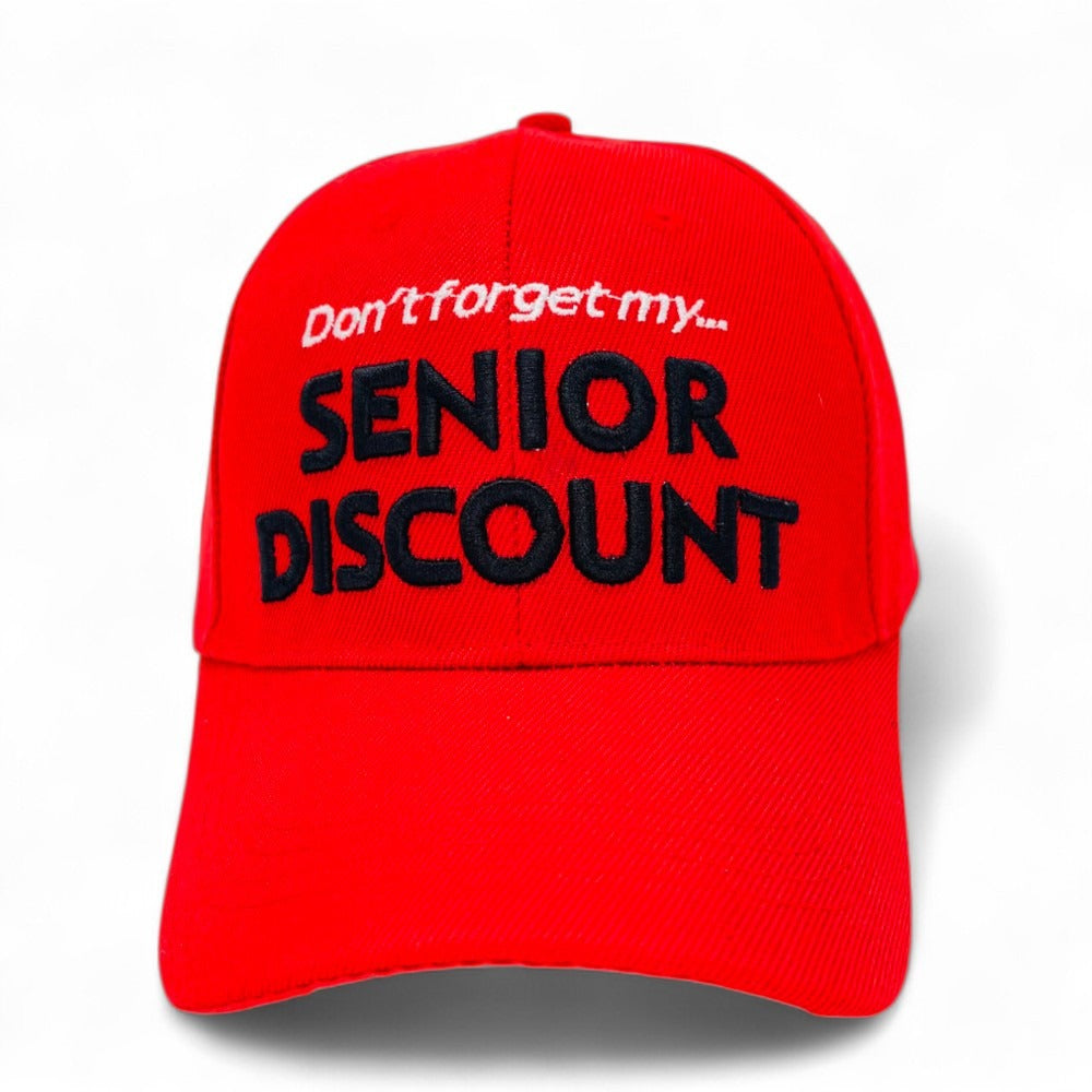 Baseball Cap - Senior Discount Embroidered Funny Hat 100% Polyester Adjustable UV - product detail view 2