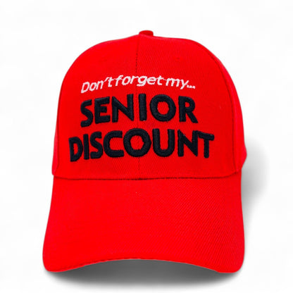 Baseball Cap - Senior Discount Embroidered Funny Hat 100% Polyester Adjustable UV - product detail view 2
