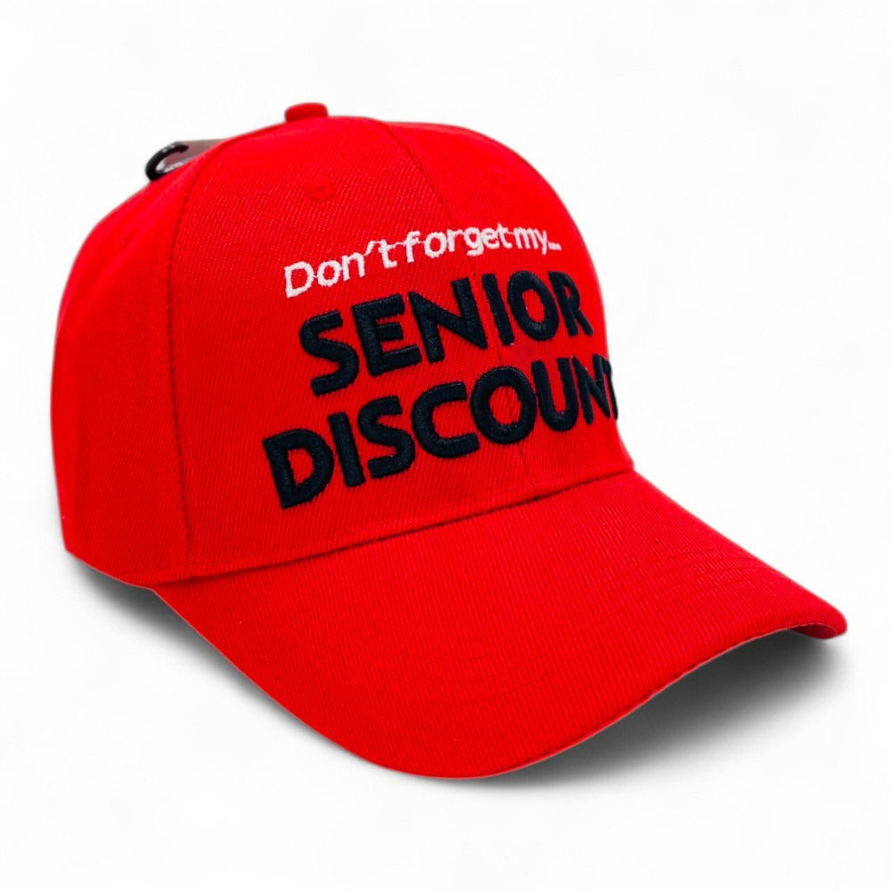 Baseball Cap - Senior Discount Embroidered Funny Hat 100% Polyester Adjustable UV - product detail view 3