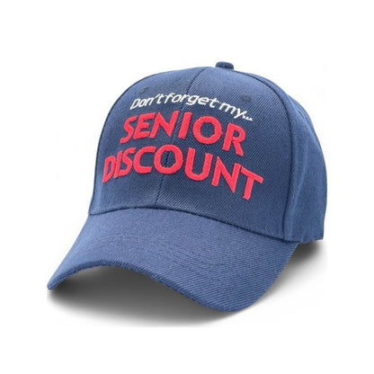 Baseball Cap - Senior Discount Embroidered Funny Hat 100% Polyester Adjustable UV - product detail view 7