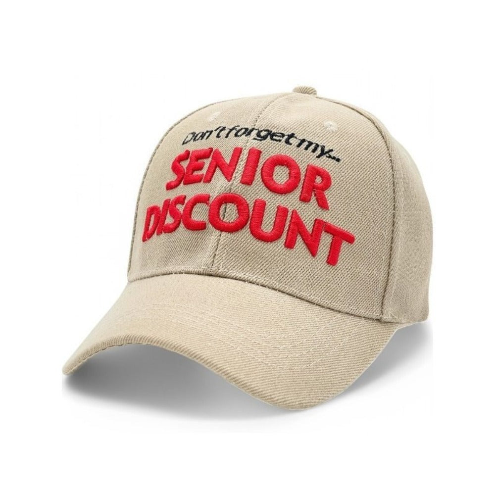 Baseball Cap - Senior Discount Embroidered Funny Hat 100% Polyester Adjustable UV - product detail view 8