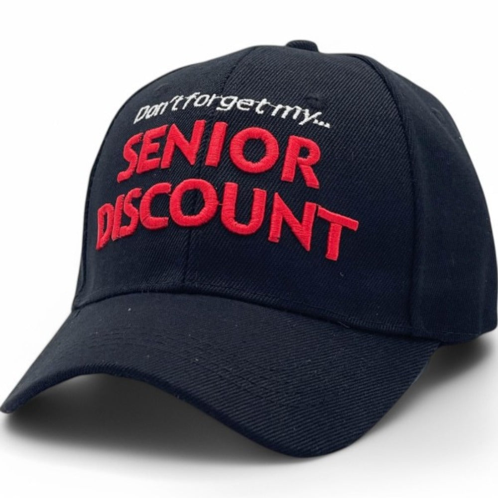 Baseball Cap - Senior Discount Embroidered Funny Hat 100% Polyester Adjustable UV - product detail view 9