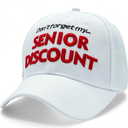 Baseball Cap - Senior Discount Embroidered Funny Hat 100% Polyester Adjustable UV - product detail view 14