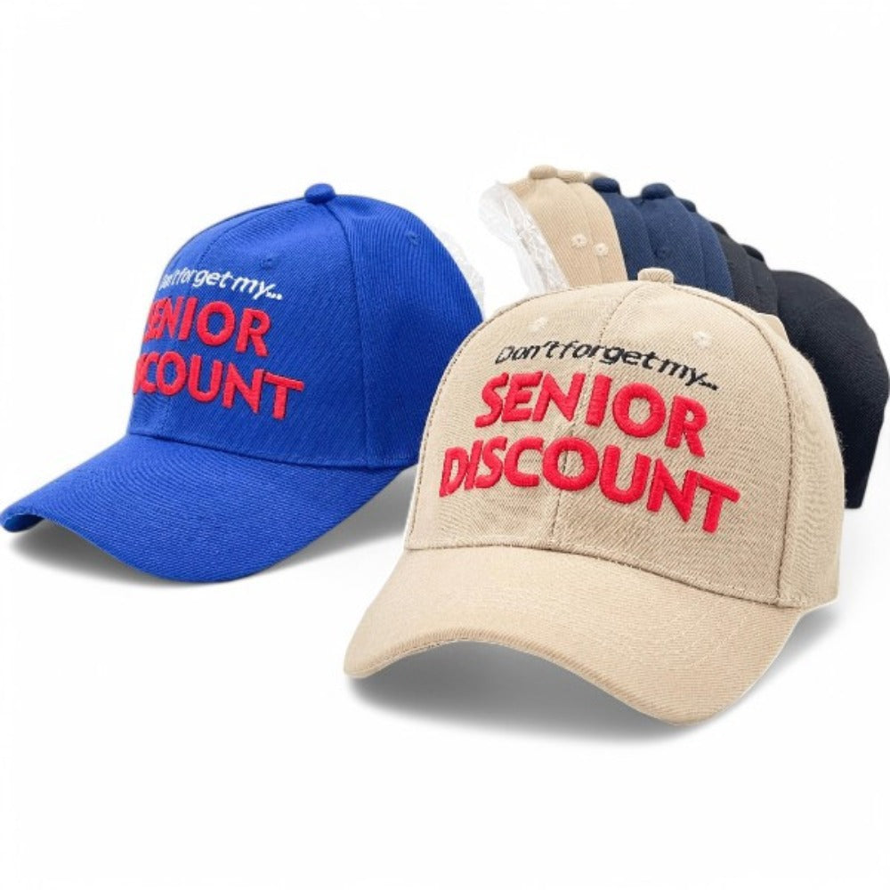 Baseball Cap - Senior Discount Embroidered Funny Hat 100% Polyester Adjustable UV - product detail view 16