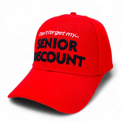 Baseball Cap - Senior Discount Embroidered Funny Hat 100% Polyester Adjustable UV - product detail view 21