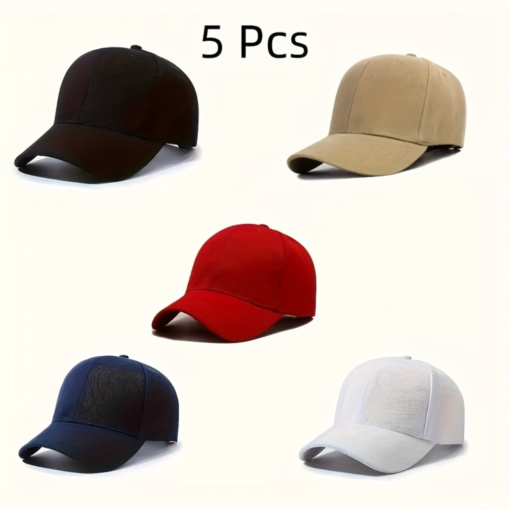 Baseball Cap - Set of 5 Plain Blank Bulk Pack Unisex Adjustable Outdoor Sports Fiber - product detail view 7