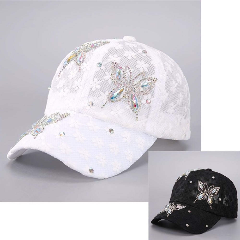 Baseball Cap - for Women Sparkling Sequin Butterfly Rhinestone Glitter Hat 3D Embroidery - main product view