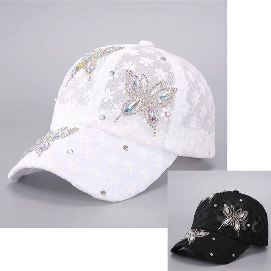 Baseball Cap - for Women Sparkling Sequin Butterfly Rhinestone Glitter Hat 3D Embroidery - main product view