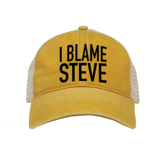 Baseball Cap - Vintage Washed - "I Blame Steve" Novelty Print, Unisex Adjustable Fit - main product view