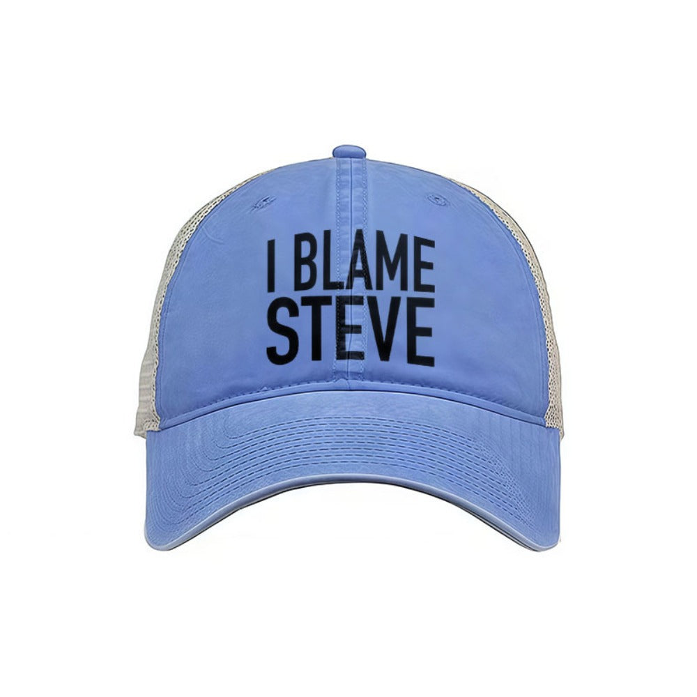 Baseball Cap - Vintage Washed - "I Blame Steve" Novelty Print, Unisex Adjustable Fit - product detail view 4