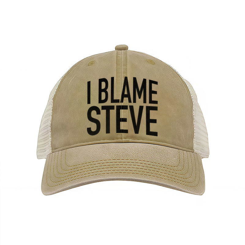 Baseball Cap - Vintage Washed - "I Blame Steve" Novelty Print, Unisex Adjustable Fit - product detail view 13