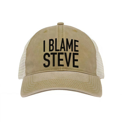 Baseball Cap - Vintage Washed - "I Blame Steve" Novelty Print, Unisex Adjustable Fit - product detail view 13