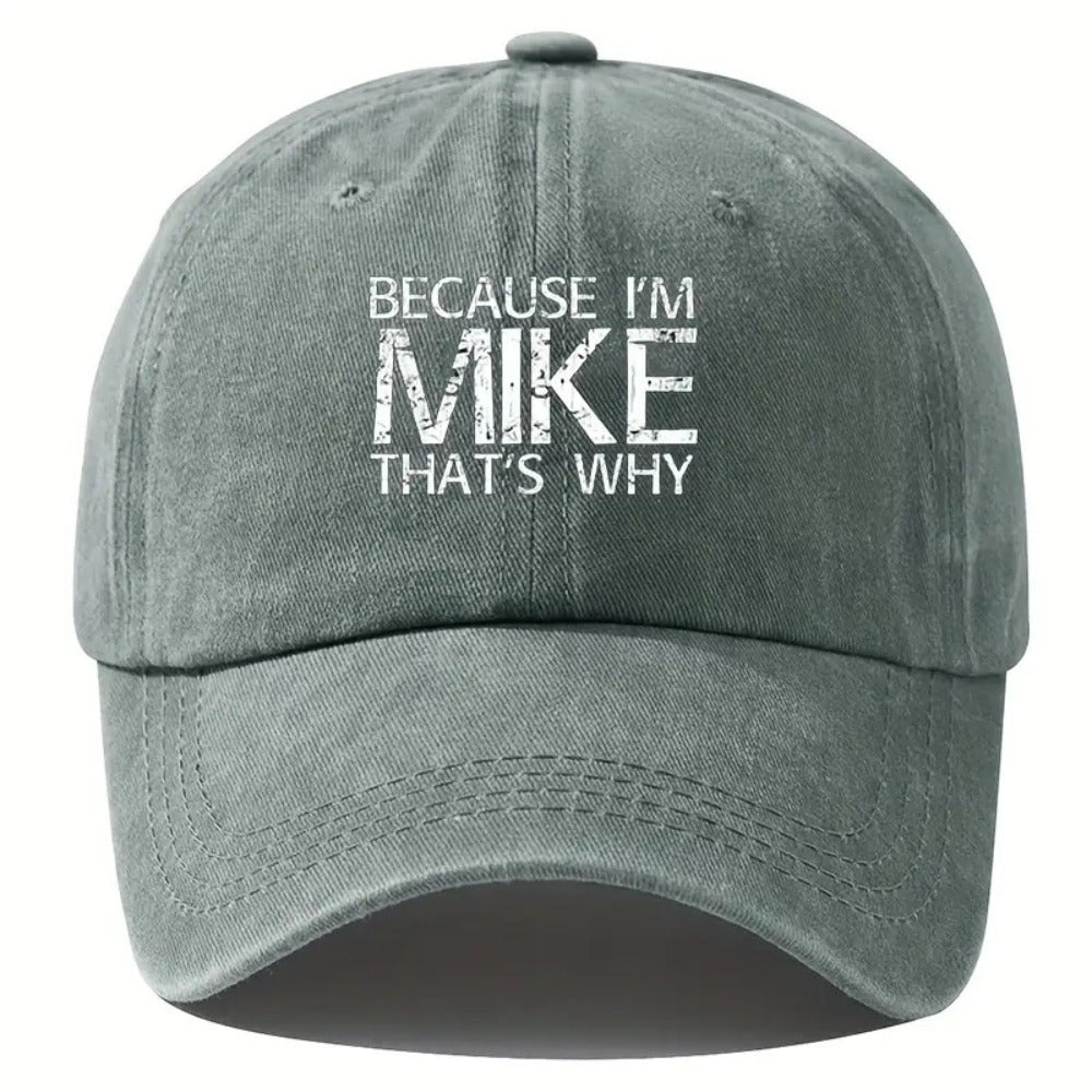 Baseball Caps - Cap Men Vintage Washed "Because I'm Mike That's Why" Snapback Hat - product detail view 3
