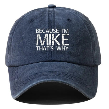 Baseball Caps - Cap Men Vintage Washed "Because I'm Mike That's Why" Snapback Hat - product detail view 4