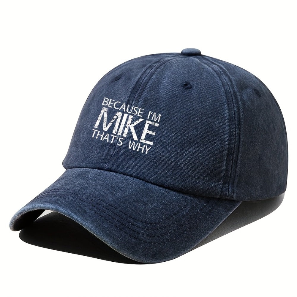 Baseball Caps - Cap Men Vintage Washed "Because I'm Mike That's Why" Snapback Hat - product detail view 5