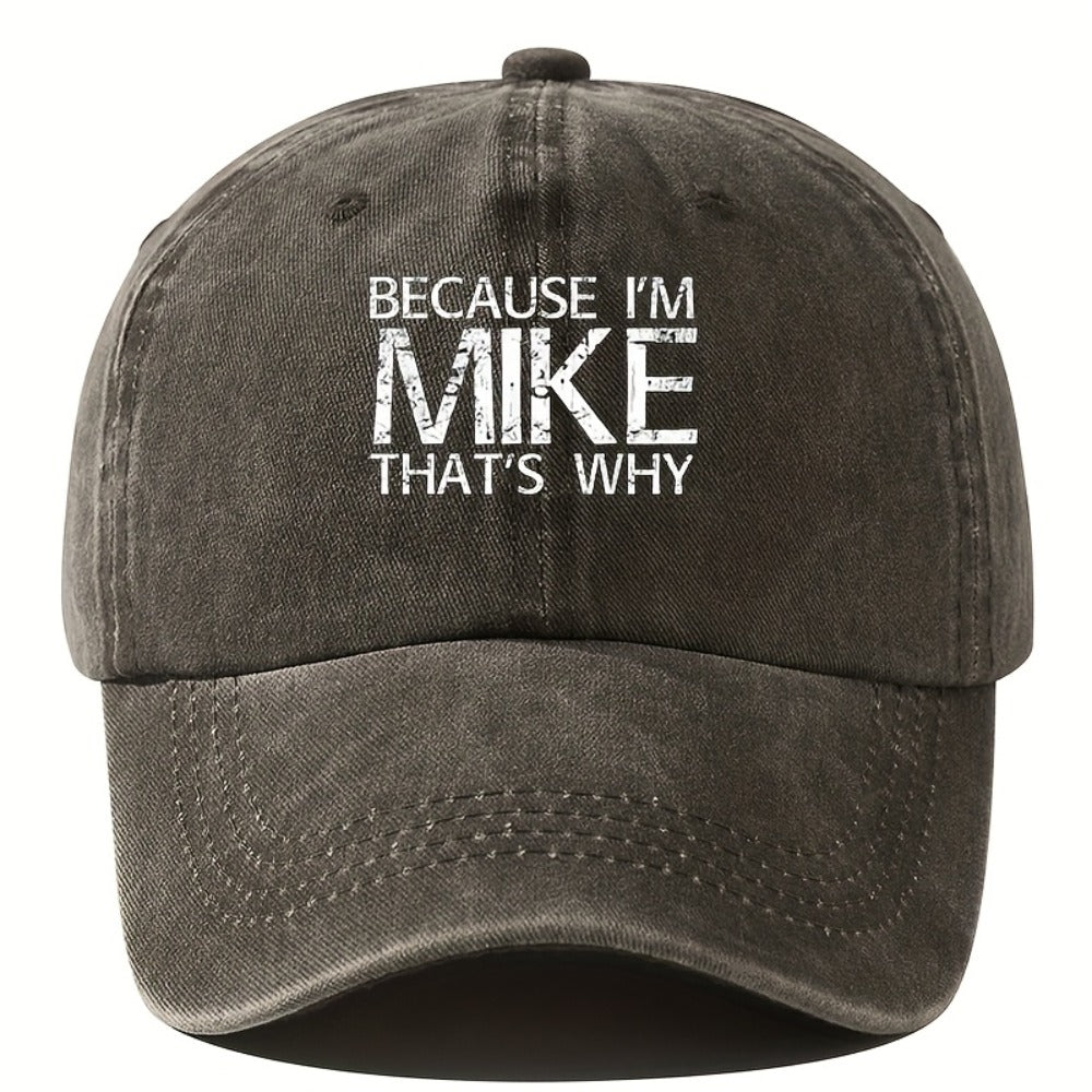 Baseball Caps - Cap Men Vintage Washed "Because I'm Mike That's Why" Snapback Hat - product detail view 7