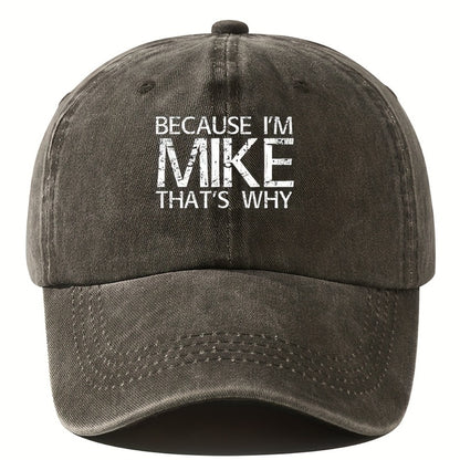 Baseball Caps - Cap Men Vintage Washed "Because I'm Mike That's Why" Snapback Hat - product detail view 7