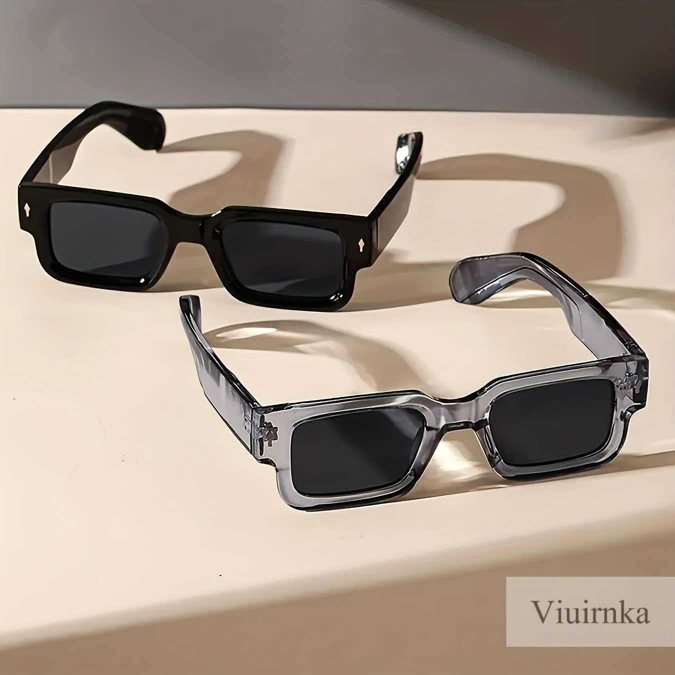 Chunky Square Glasses 2 Pack - Retro Bold Frame Fashion Eyewear for Men Women, Thick Frame Statement Glasses for Nightlife Parties Events, Trendy Aesthetic Y2K Streetwear Sunglasses