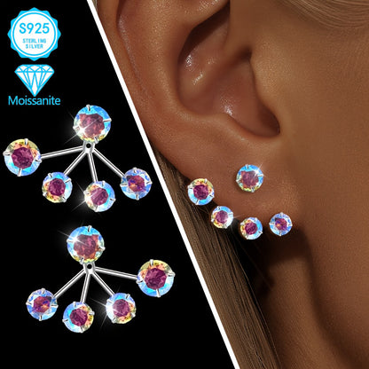 Moissanite Hoop Earrings 925 Sterling Silver Colorful Torus Earrings for Women Hypoallergenic Boho Dazzling Sparkle Jewelry Party Daily Gift