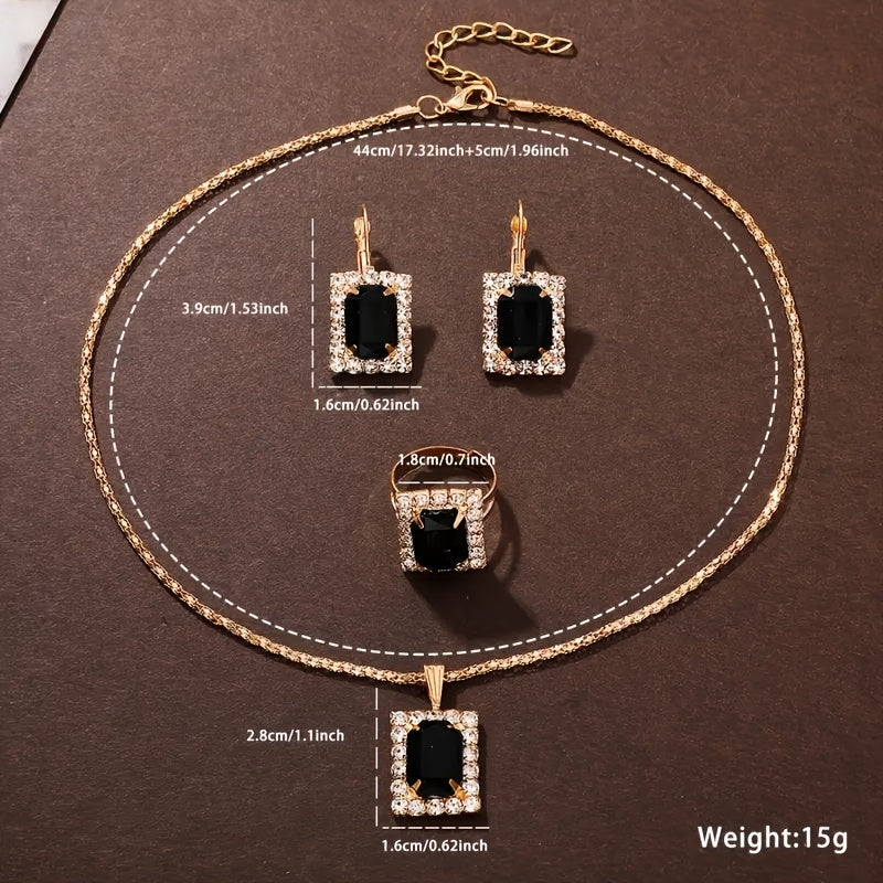 5pcs Women'S Watch Set, Simple and Fashionable Light Luxury Elegant Versatile Square Multi-Color Alloy Chain Watch with Rhinestone Square Jewelry Set, Suitable for Daily Decoration Wear