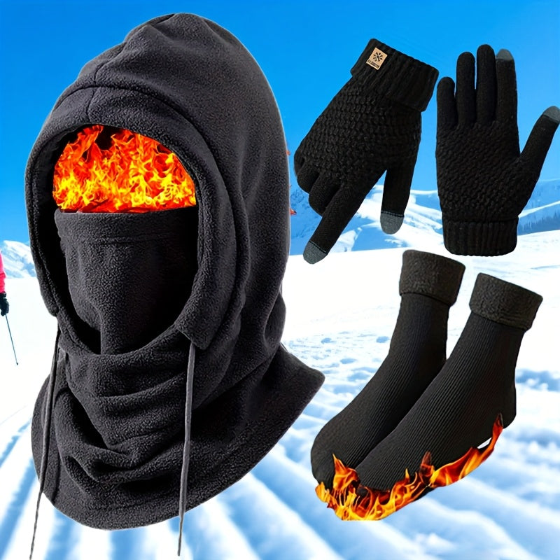 3pcs/ 6pcs Winter Hats for Men Winter Hat, Head Cover, Neck Scarf, Gloves, Warm Set