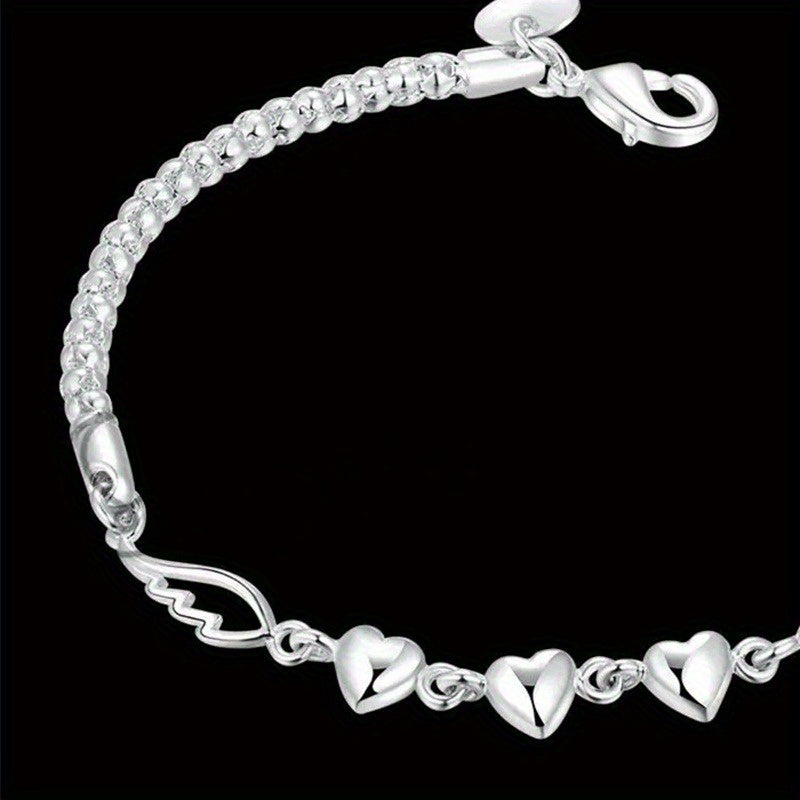 [Beach Gift] Fashion 925 Sterling Silver Love Angel Wings Chain Anklet Beach Gift for Women