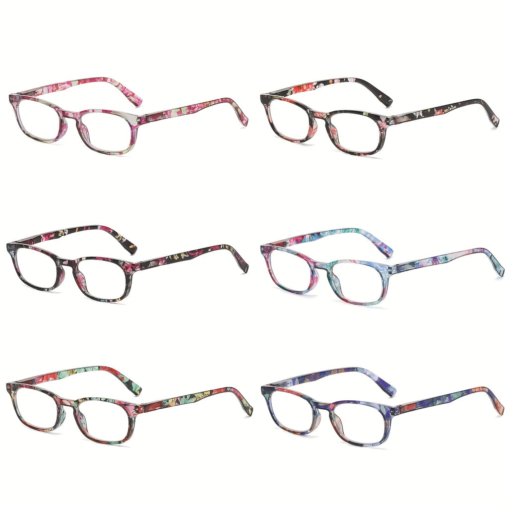 6 Pairs of Fashionable And Versatile Simple And Trendy Oval Full-Frame PC Anti-Blue Light Decorative Glasses, Equipped with Glass Lenses, Suitable for Reading Books, Daily Office Work, Comfortable to Wear Reading Glasses