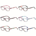 6 Pairs of Fashionable And Versatile Simple And Trendy Oval Full-Frame PC Anti-Blue Light Decorative Glasses, Equipped with Glass Lenses, Suitable for Reading Books, Daily Office Work, Comfortable to Wear Reading Glasses
