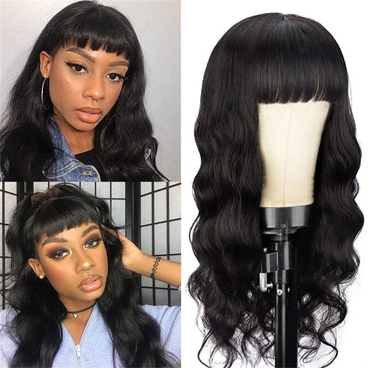 Women's Looking Front/Temporal Hair Line Wig - Heat-Resistant Lightweight Curly Wavy Hair with Edges, for Daily Wear, Parties & Casual Outfits - Suitable for Skin Tones (Black Wavy Hair)