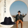 Classic Felt Panama Hat with Belt Buckle - Women's Men's Wide Brim Fedora Hat Trilby Cap