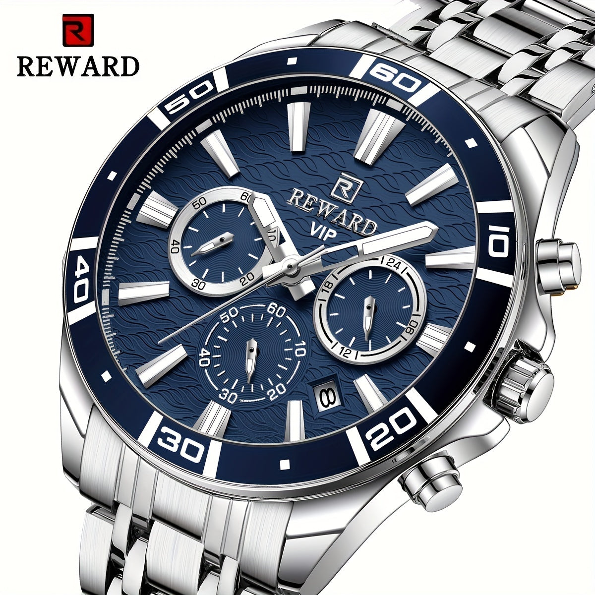 Men's Chronograph Sport Watch | Stainless Steel Quartz Wristwatch with Luminous Display, Premium Business Dress Watch for Men in Silver, Blue, Rose Gold & Black