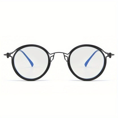 Reading Glasses Retro Round Metal Frame – HD Lenses with Case, Unisex Vintage Circle Readers, Anti-Glare Computer Eye Protection, +1.00 to +4.00 Diopters, Black Golden Brown