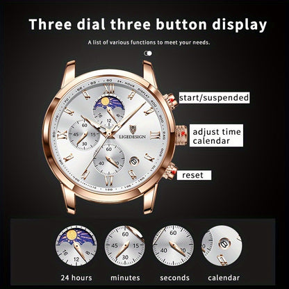 Sport Waterproof Chronograph Watch for Men – Luminous Quartz Calendar Wristwatch, Casual Athletic Timepiece, Gift for Him or Her