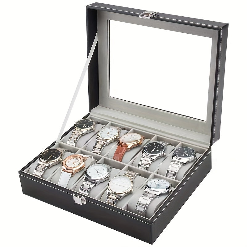 KYPHIREL Watch Box, 10/12 Slot Watch Case with Large Glass Lid, Removable Watch Pillows, Watch Box Organizer, Valentine's Day, Mother's Day, Father's Day, Thanksgiving, Birthday Gift