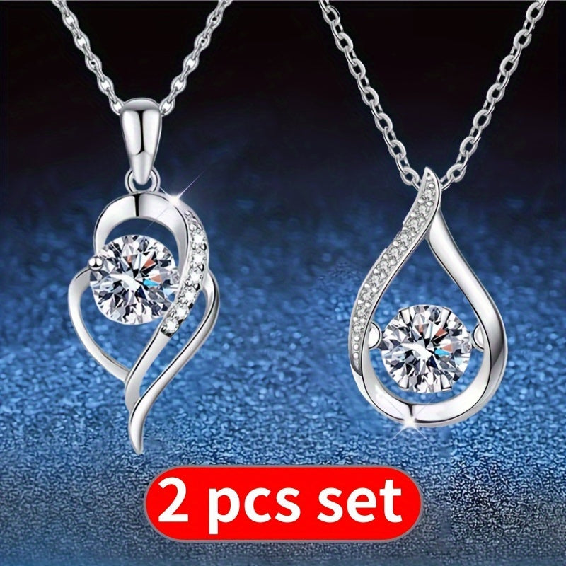 3pcs/2pcs Set Of Sparkling Synthetic Zirconia Delicate Necklaces - Hypoallergenic, Suitable for Casual Attire And Parties - High-quality Jewelry for Luxury