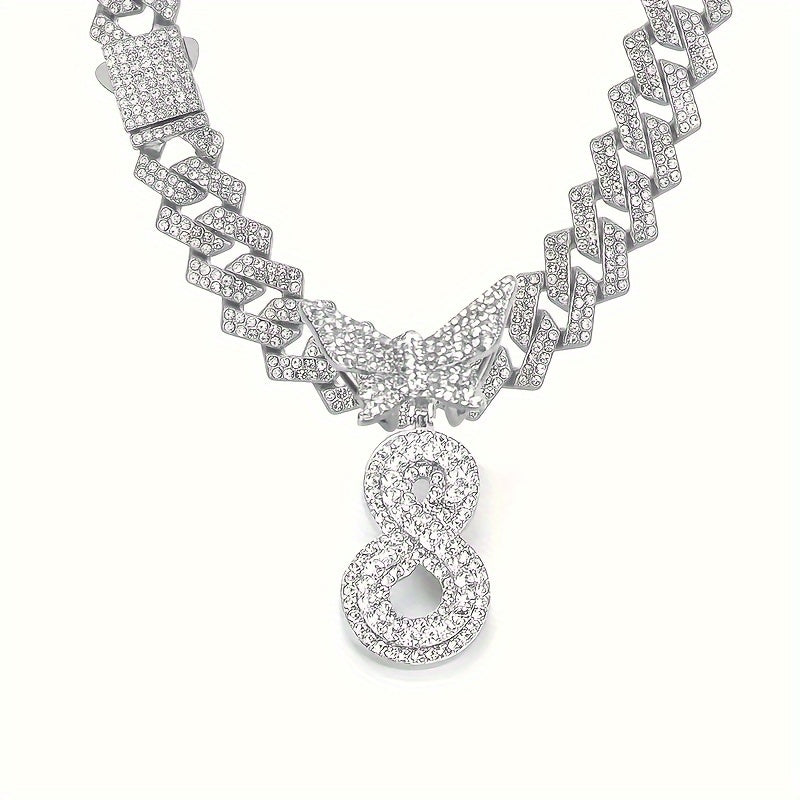 Cuban Link Chain Necklace - Initial Letter for Men Women - with Butterfly Alphabet Pendant A-Z, Gold & - product detail view
