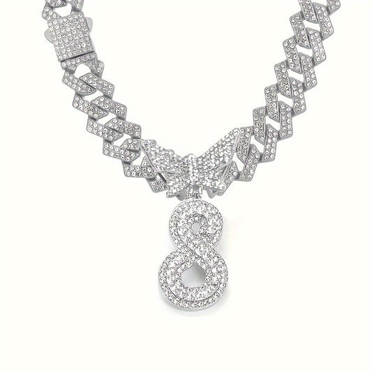 Initial Letter Necklace for Men Women - Cuban Link Chain with Butterfly Alphabet Pendant A-Z, Gold & Silver Tone, Hip Hop Jewelry, Birthday Father's Day Mother's Day Family Gift