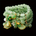 [7pcs Bead Chain Bracelet] Elegant 7pcs Bead Chain Bracelet Set, Butterfly And Lily Pendant Set Imitation Jade, Retro Chinese Style, Suitable For Daily Gifts And Wear, Suitable For Men And Women