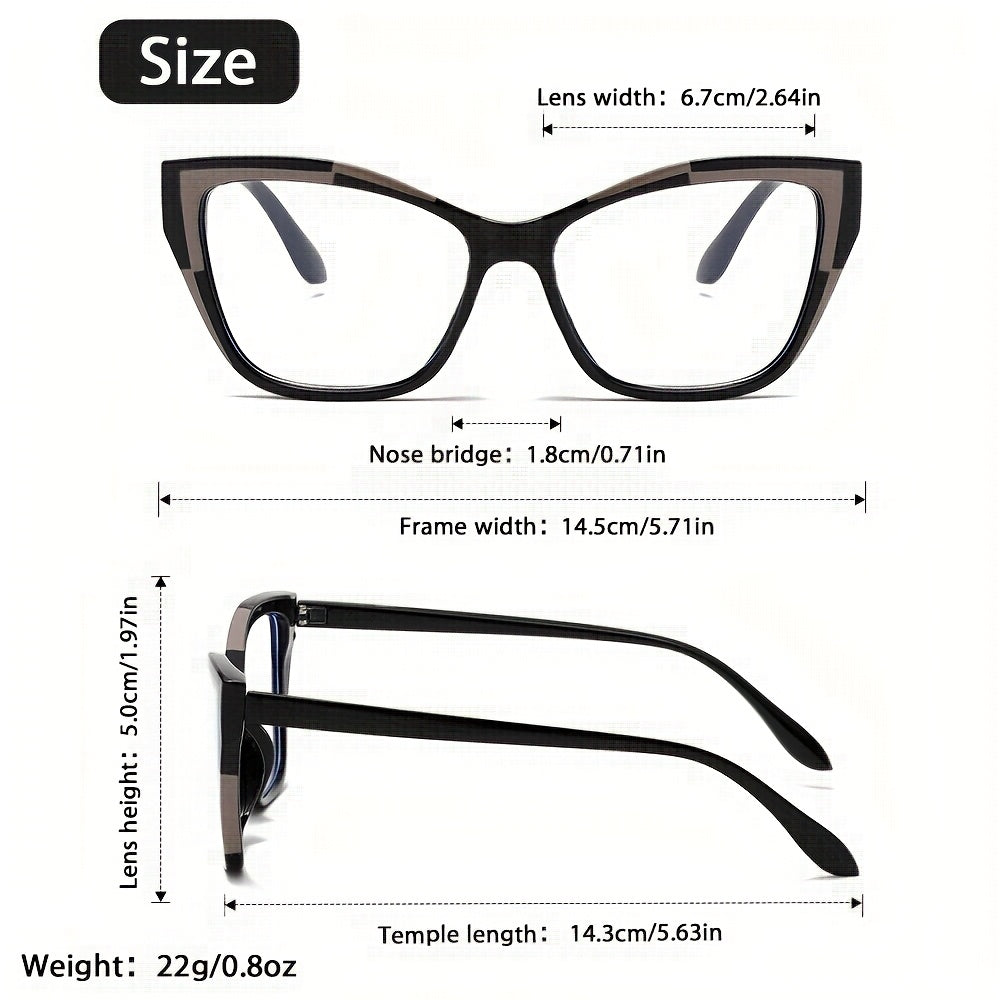 Cat Eye Reading Glasses for Women - Anti Blue Light Color Block Design Elegant Fashion Readers +1.0 to +4.0 in Pink and Blue, Stylish Presbyopia Eyewear for Office Screen Daily Use
