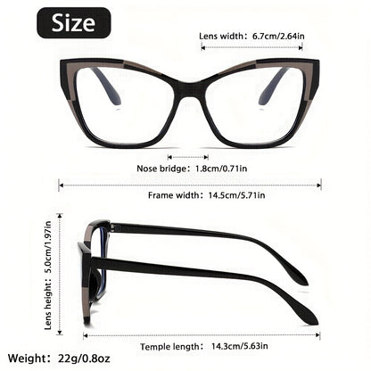 Cat Eye Reading Glasses for Women - Anti Blue Light Color Block Design Elegant Fashion Readers +1.0 to +4.0 in Pink and Blue, Stylish Presbyopia Eyewear for Office Screen Daily Use