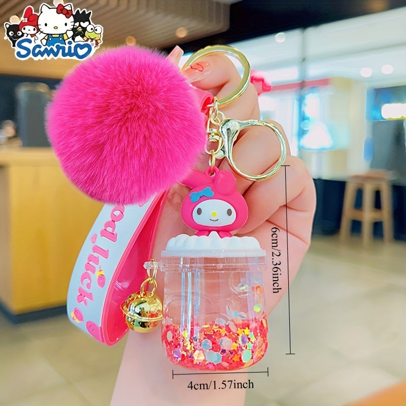 10pcs Sanrio Hello Kitty And Kuromi Keychains, Cartoon Cute Glitter Key Rings, Bag Pendants, Car Key Fobs, Plus Bright Balls More Eye-Catching, Set of Keychains, Key Rings, Pendants, Additions, Suitable for Women'S Exquisite Holiday, Birthday Small