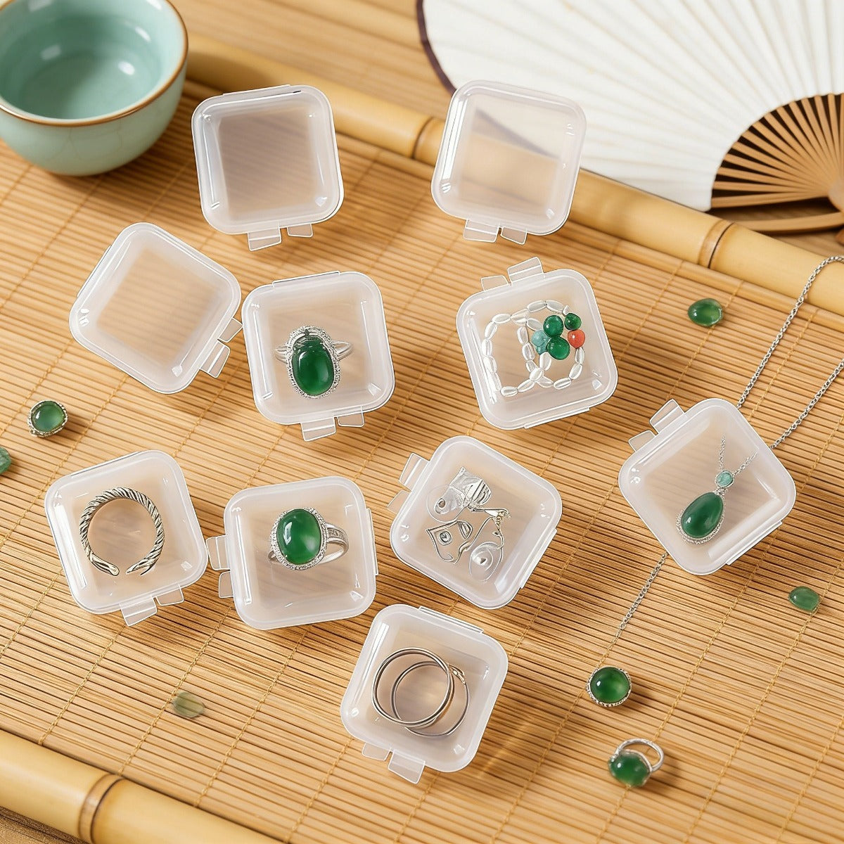 [Portable Travel Storage] 51/31/3Pcs Clear Plastic Jewelry Storage Boxes (With Handles) Stackable 50/31 Small Storage Boxes For Ringsand 3 Storage Boxes, Earrings, Studs, And Small Accessories. Portable Makeup Organizer And Travel Storage Case