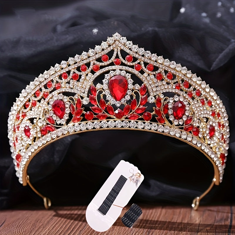1 European-style Crown Wedding Accessory with Ethnic Flair, Sparkling Full- Tiara. Women's Wedding Headpiece, Royal Queen Crown Headband, Metallic Princess Headpiece, Bridal Birthday Ball.