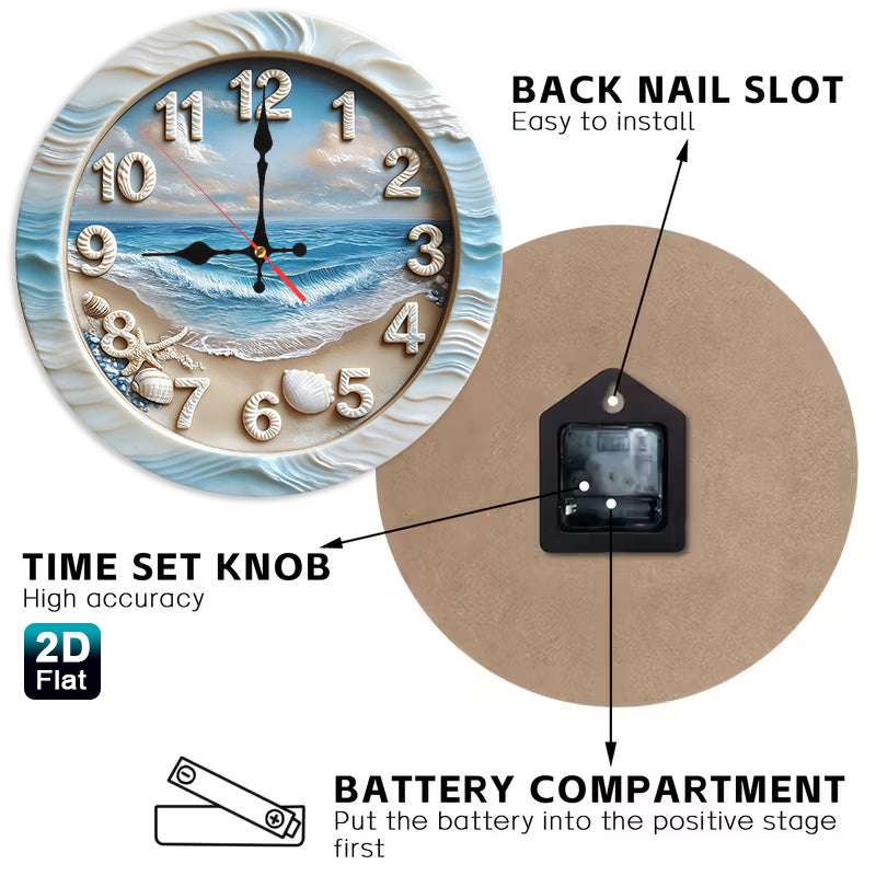 Beach Scene Nursery Wall Clock - Battery-Powered Coastal Design – view 2